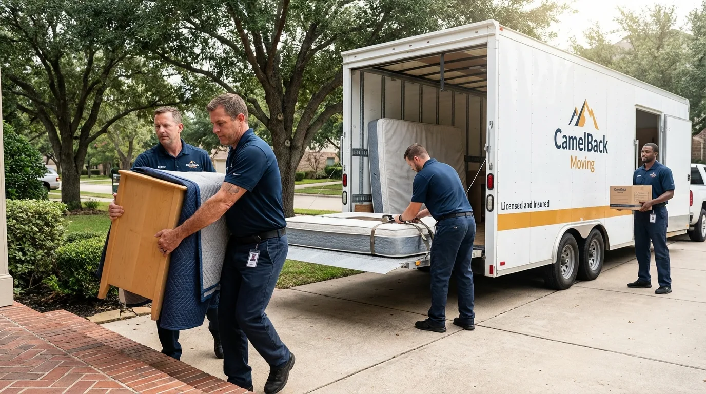 Crew loading residential truck for cross-state move from Purvis, MS